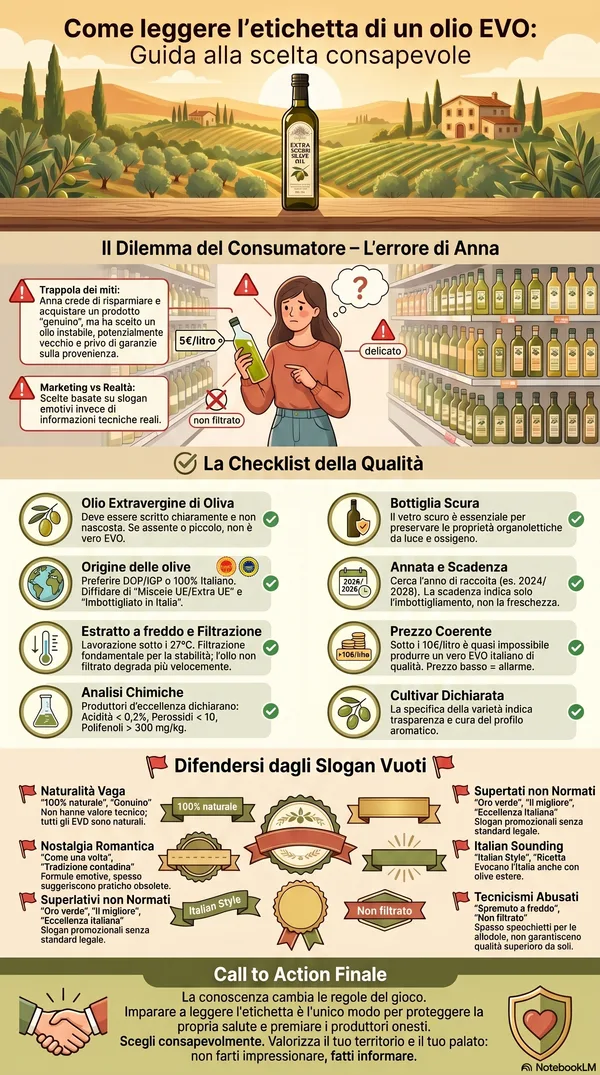 Infografica: Come leggere l'etichetta di un olio extravergine